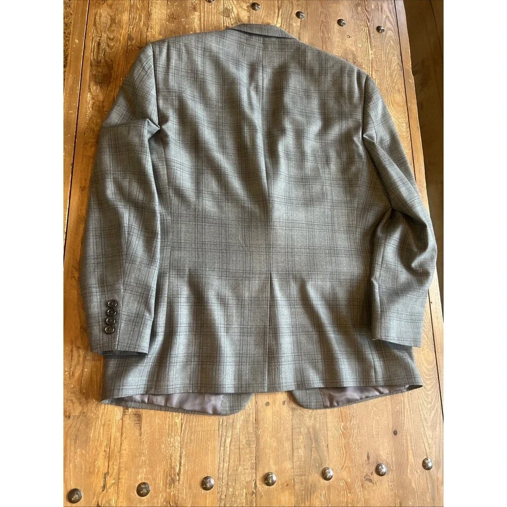Lauren Ralph Lauren Sport Coat Blazer Men’s 44R Grey Plaid 2 Button Macys